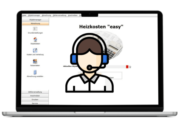 Software-Service-Vertrag für Heizkosten easy auf Laptop