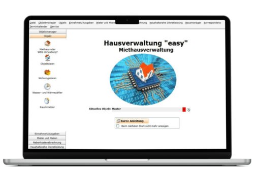 Software Hausverwaltung easy auf Laptop