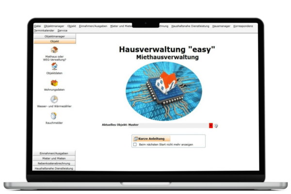 Software Hausverwaltung easy auf Laptop