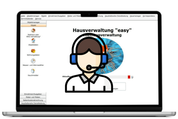 Software-Service-Vertrag für Hausverwaltung easy auf Laptop