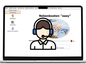 Software-Service-Vertrag für Nebenkosten easy auf Laptop