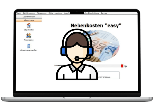 Software-Service-Vertrag für Nebenkosten easy auf Laptop
