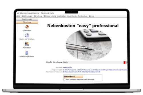 Nebenkosten easy professional auf Laptop