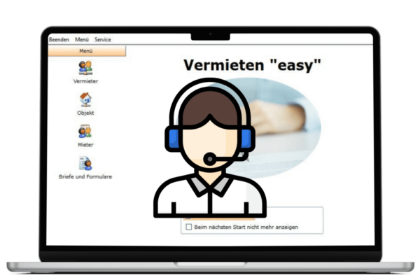 Software-Service-Vertrag für Vermieten easy auf Laptop