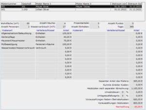 Abrechnung erstellen im Programm Nebenkosten easy