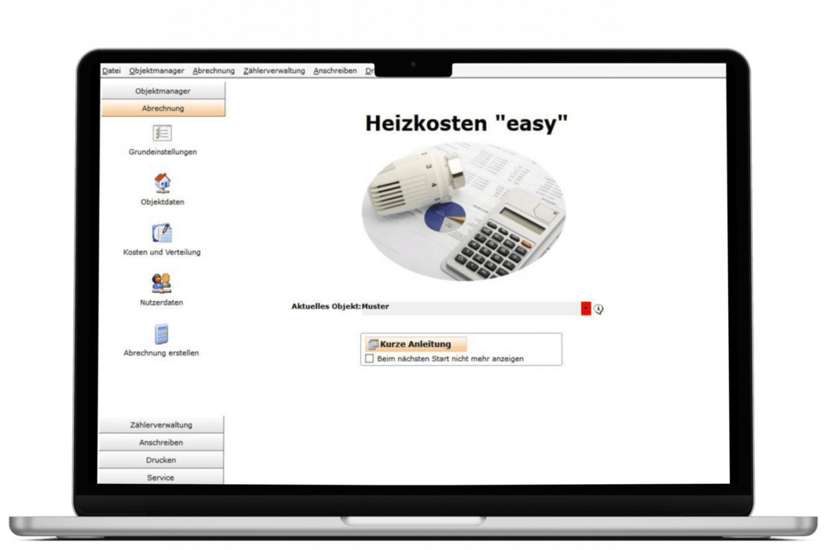 Software Heizkosten easy auf Laptop